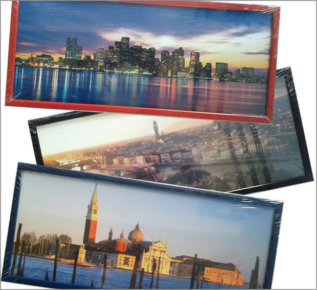 Set of 10 frames 20x49 cm with city images