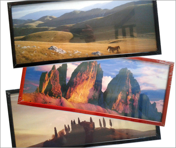 Set of 10 frames 20x49 cm with images of landscape