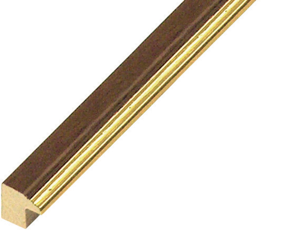 Moulding ayous 15mm - walnut with gold edge - 115NO