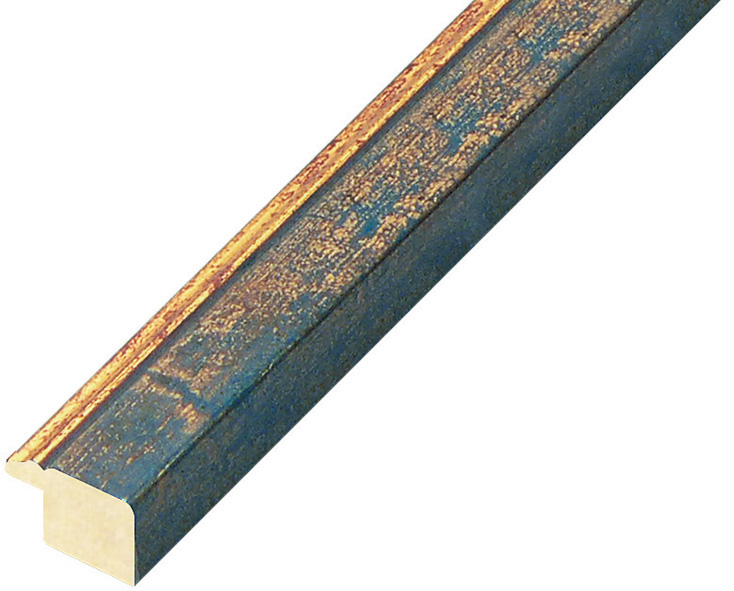 Moulding finger-jointed pine 18mm - light blue with gold edge - 116AZZ