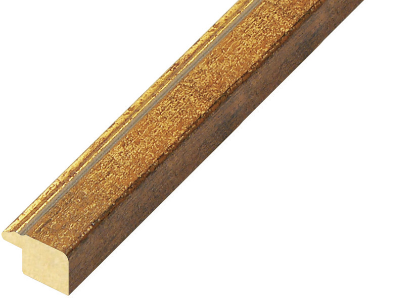 Moulding finger-jointed pine 18mm - ochre with gold edge