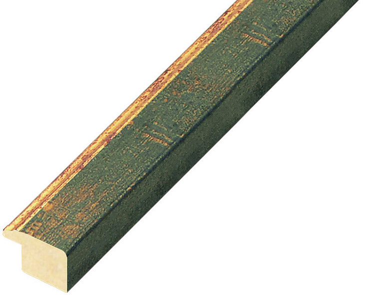 Moulding finger-jointed pine 18mm - green with gold edge - 116VERDE