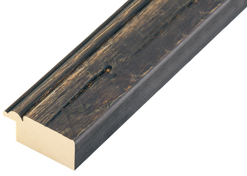 Moulding fir, 41mm, 20height, rustic finish - black 