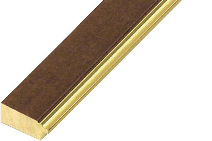 Moulding ayous 30mm - walnut with gold edge - 130NO