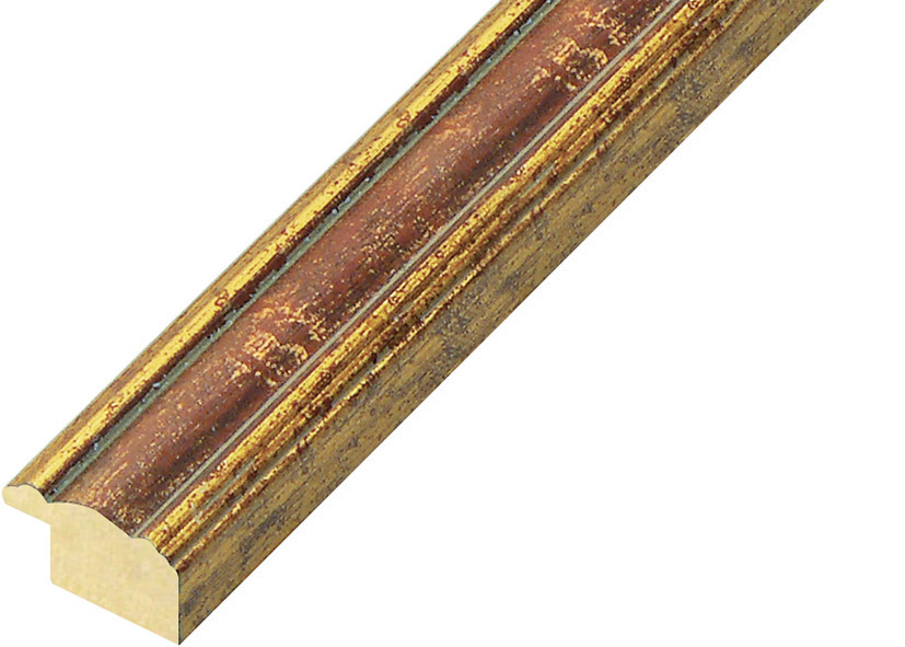 Moulding ayous 24mm - antique gold with red band - 152ROSSO