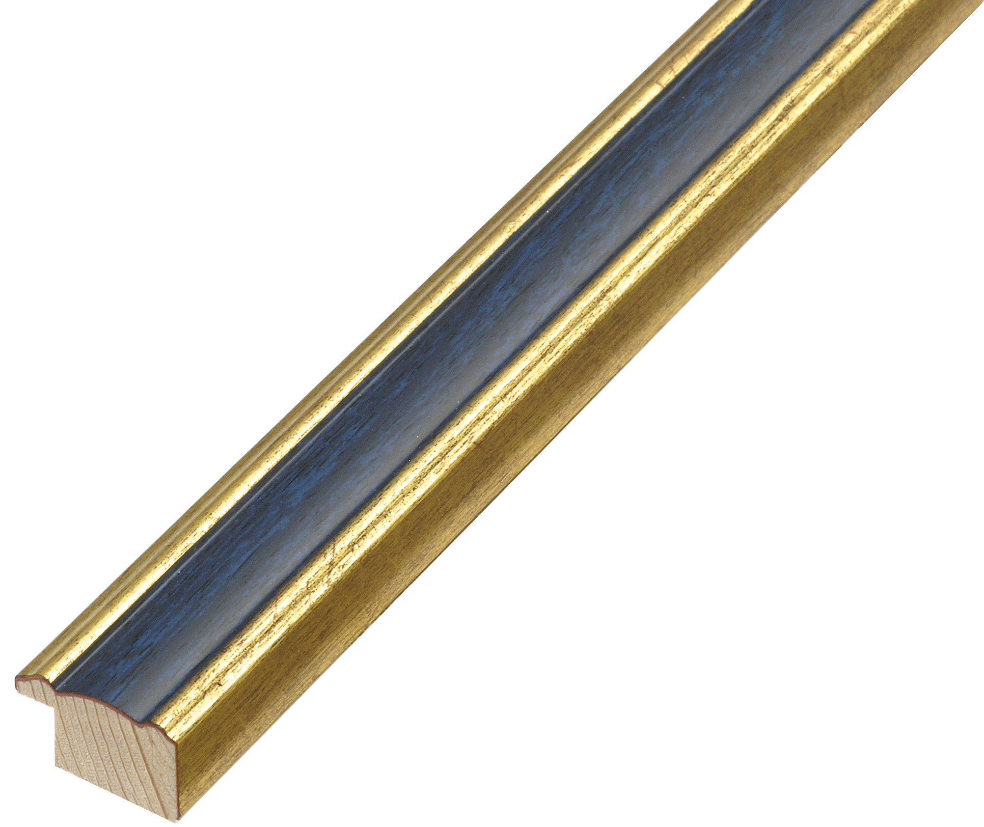 Moulding finger-jointed pine width 24mm - Gold with blue band
