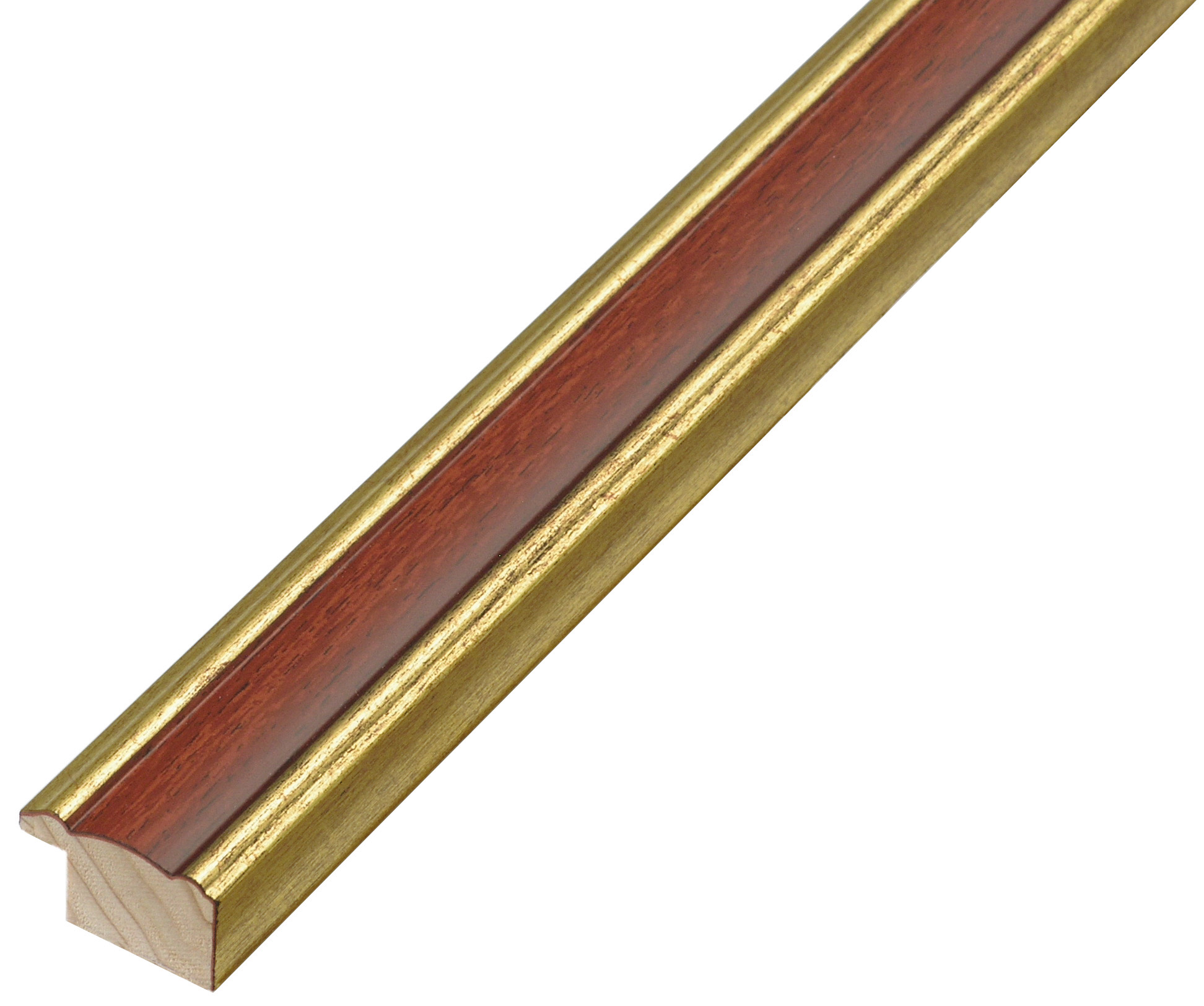 Moulding ayous jointed width 24mm - Gold with mahogany band - 152MOGANO