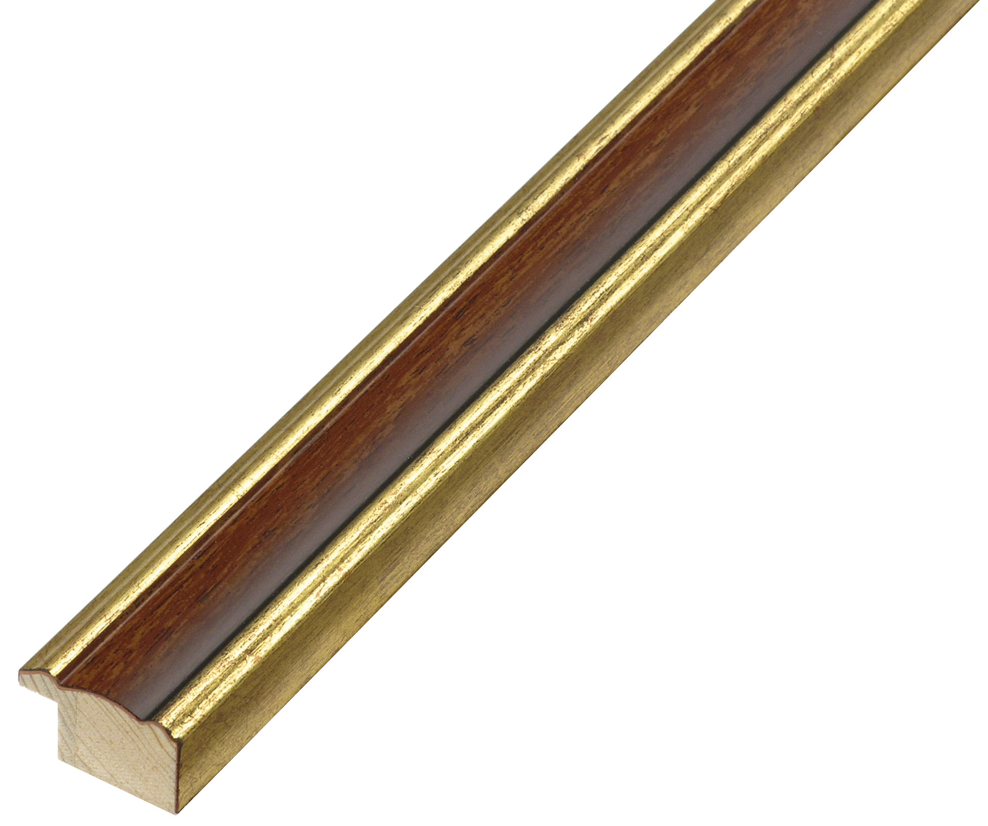 Moulding ayous jointed width 24mm - Gold with walnut band - 152NOCE