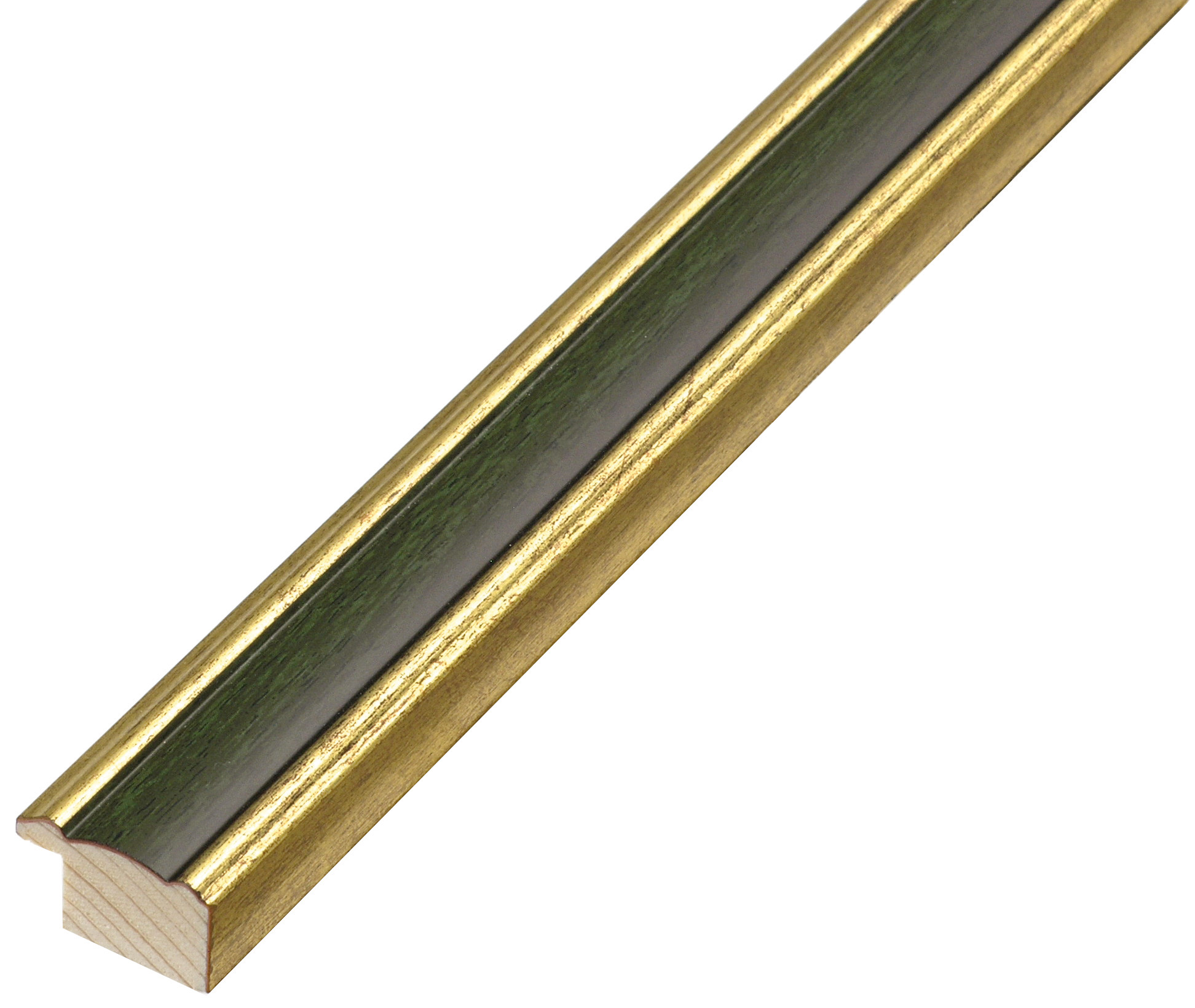 Moulding ayous jointed width 24mm - Gold with olive green band - 152OLIVA