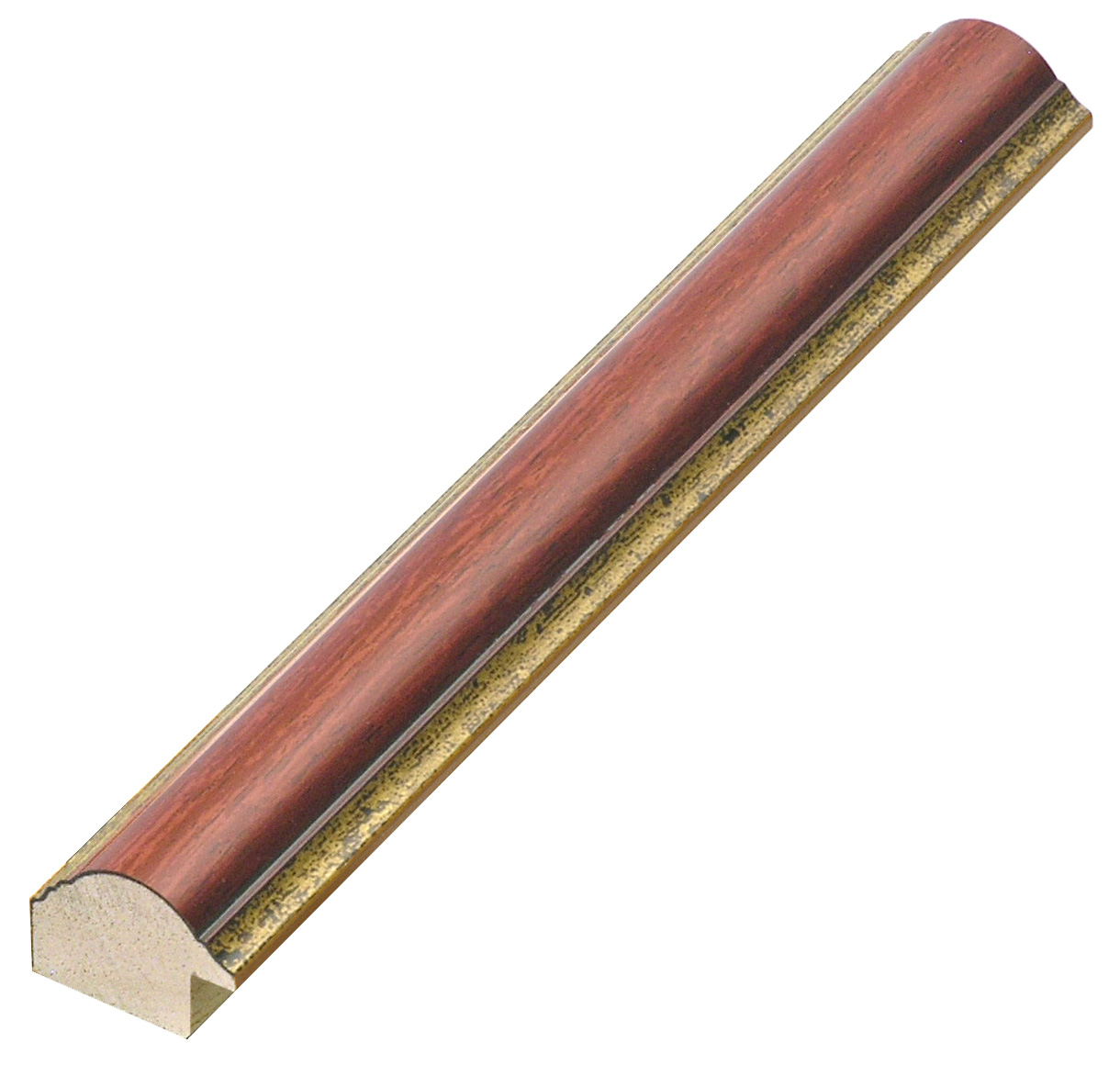 Moulding finger-jointed pine - Width 25mm - mahogany, gold sight edge  - 166MOGANO
