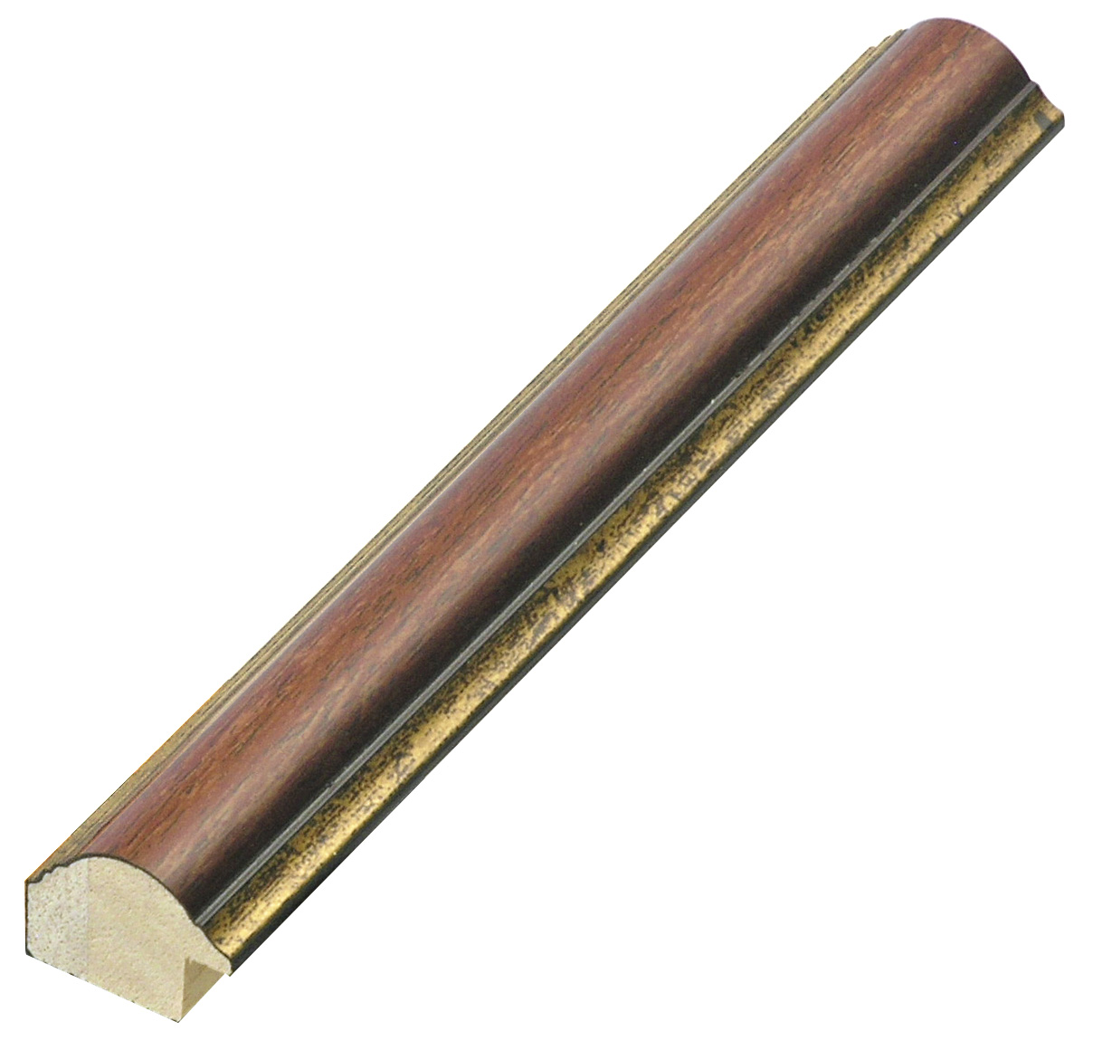 Moulding finger-jointed pine - Width 25mm - walnut, gold sight edge  - 166NOCE