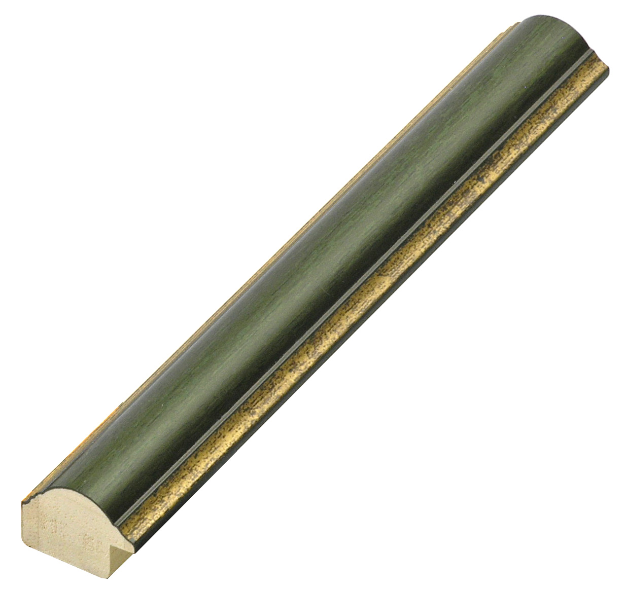 Moulding finger-jointed pine - Width 25mm - green, gold sight edge  - 166VERDE