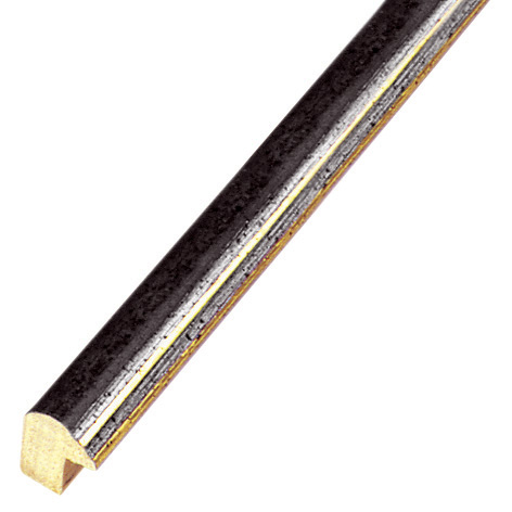 Moulding ayous jointed 13mm - black with golden edge
