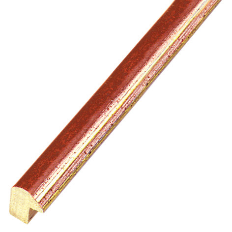 Moulding ayous jointed 13mm - red with golden edge - 232ROSSO