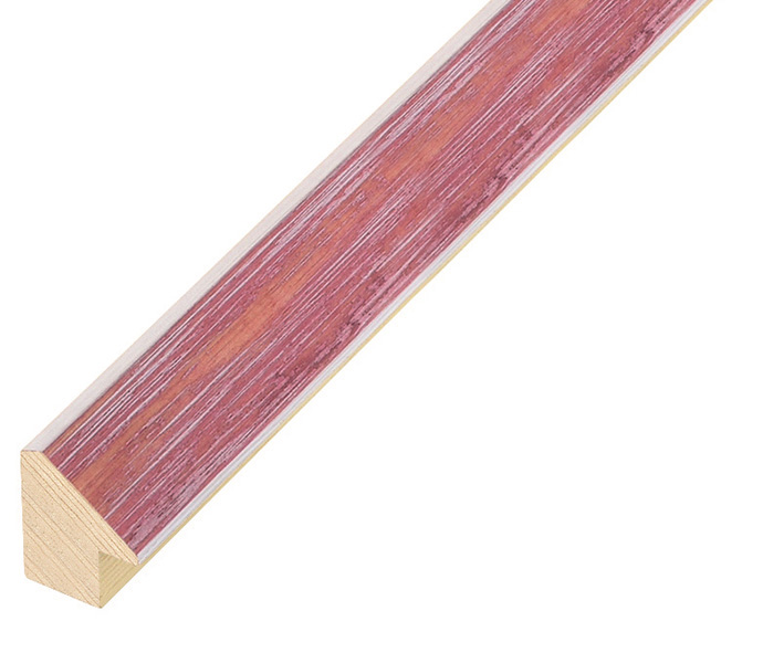 Moulding finger-jointed pine, width 15mm height 20mm, pink colour