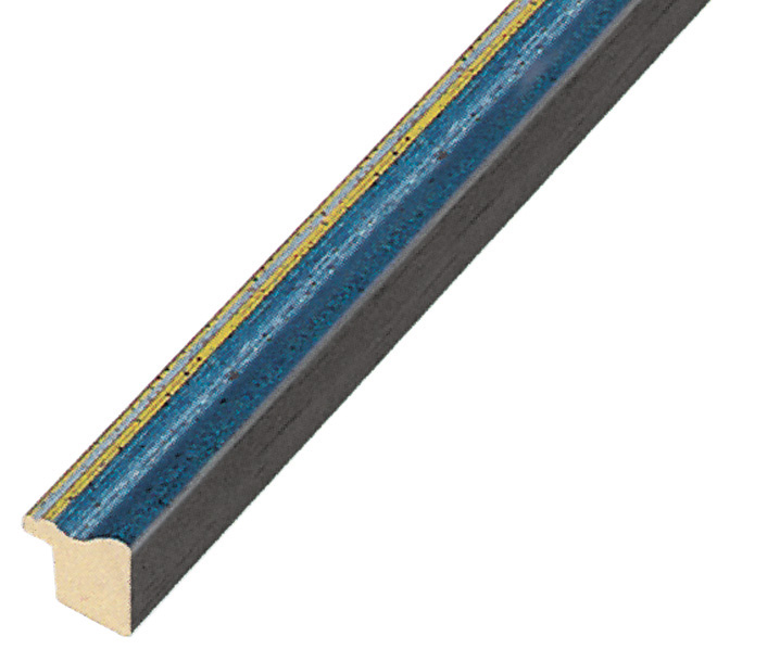 Moulding ayous width 15mm - matt blue with gold edge
