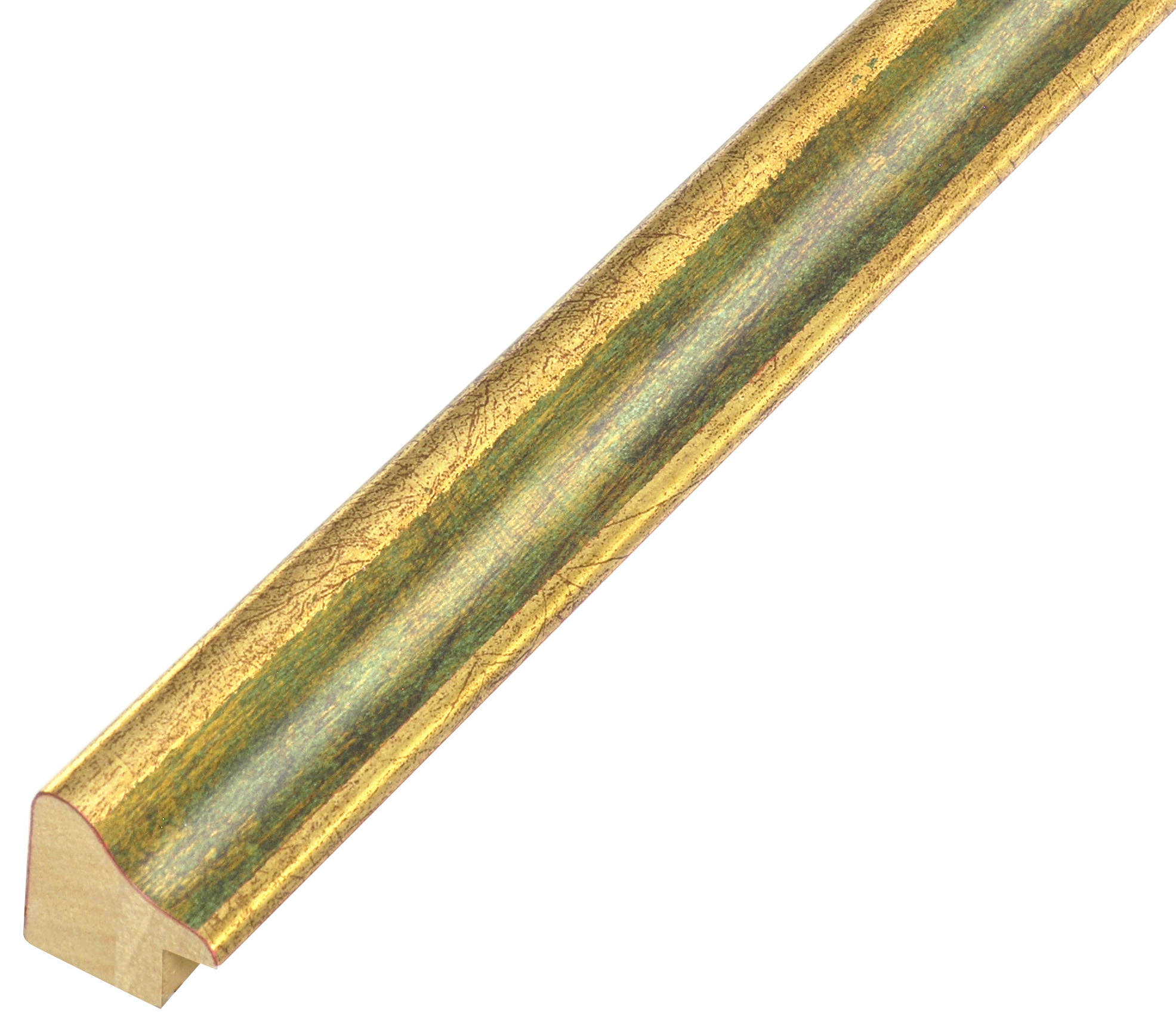 Moulding ayous jointed - Width 23mm - Gold with green band - 254VERDE