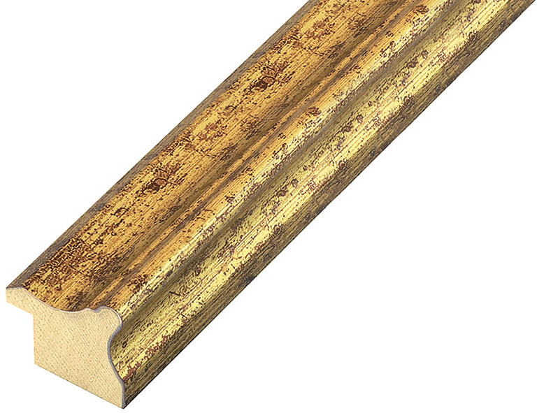 Moulding finger-jointed pine, 25mm - finish gold, gold band - 256ORO