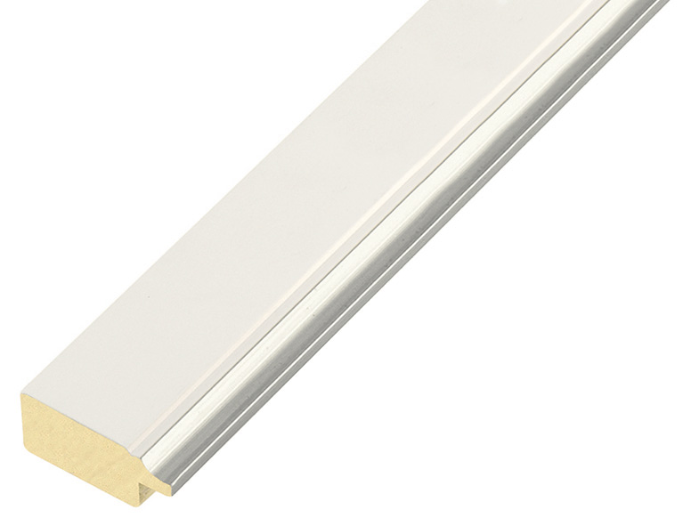 Liner finger-jointed pine 25mm - flat, white, silver edge - 25BIANCOARG