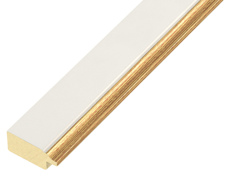 Liner ayous jointed 25mm - flat, white, gold edge - 25BIANCORO