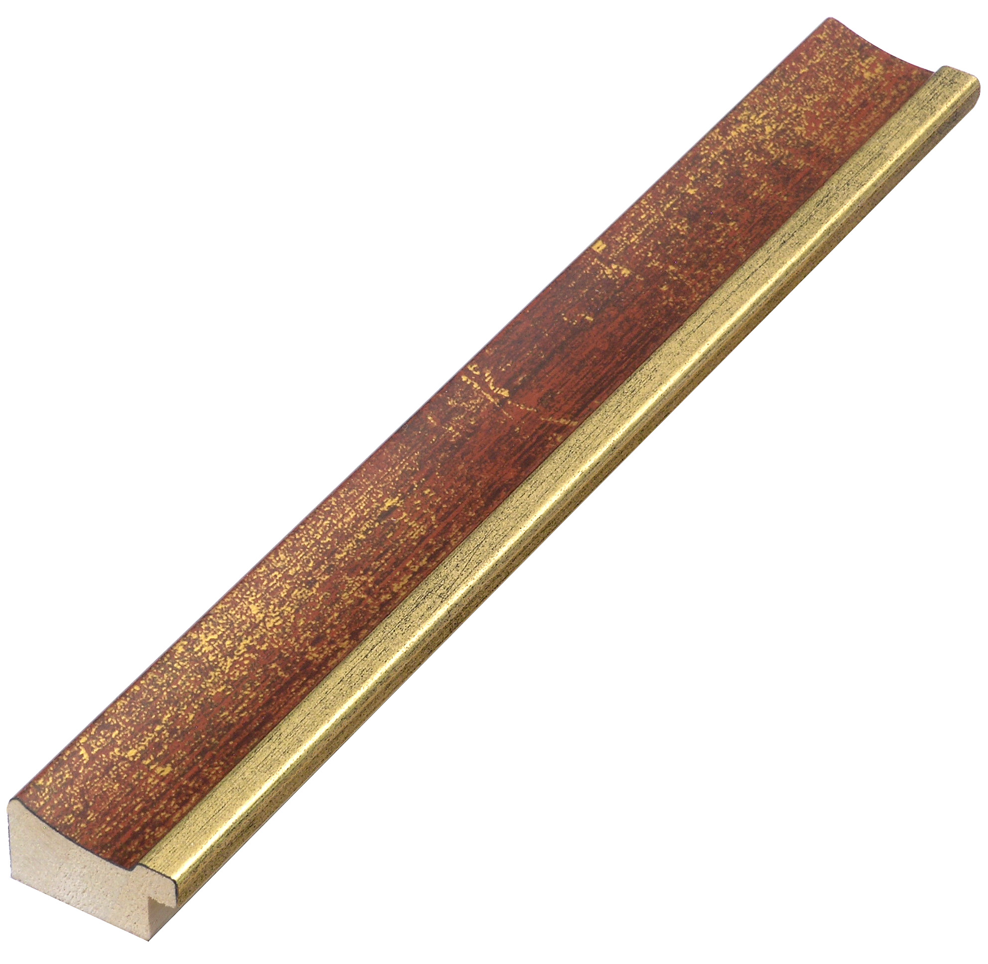 Moulding ayous jointed - Width 25mm - Gold with red band - 282ROSSO