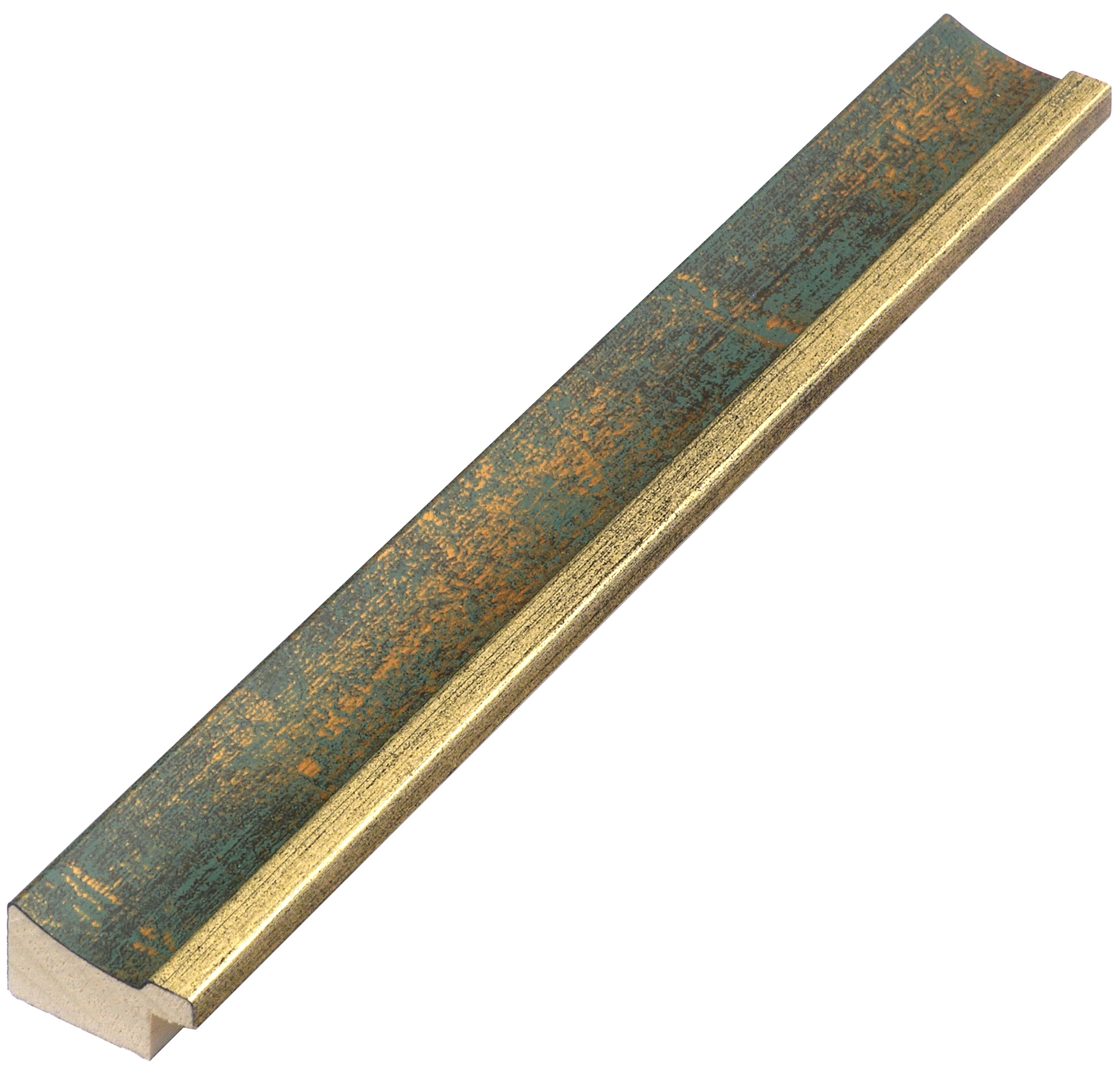 Moulding finger-jointed pine - Width 25mm - Gold with green band
