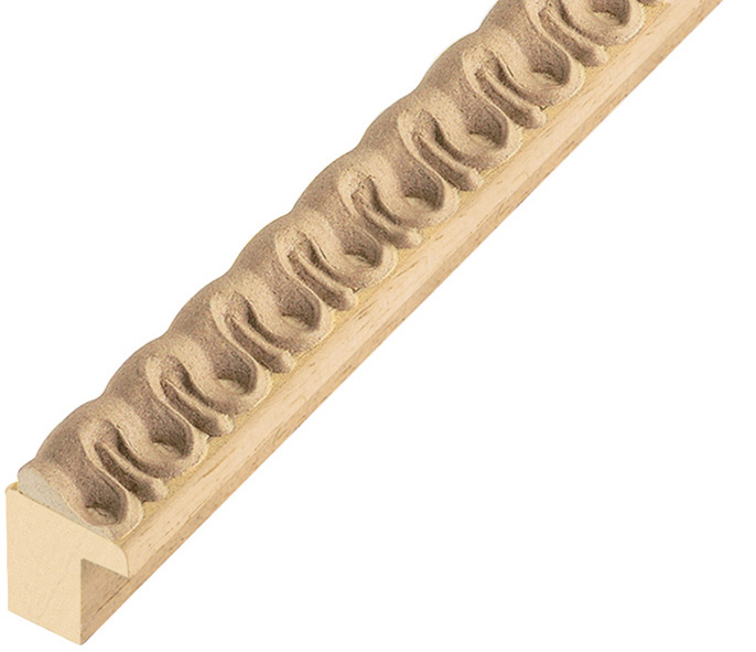 Moulding finger-jointed pine, width 17 mm, embossed bare timber