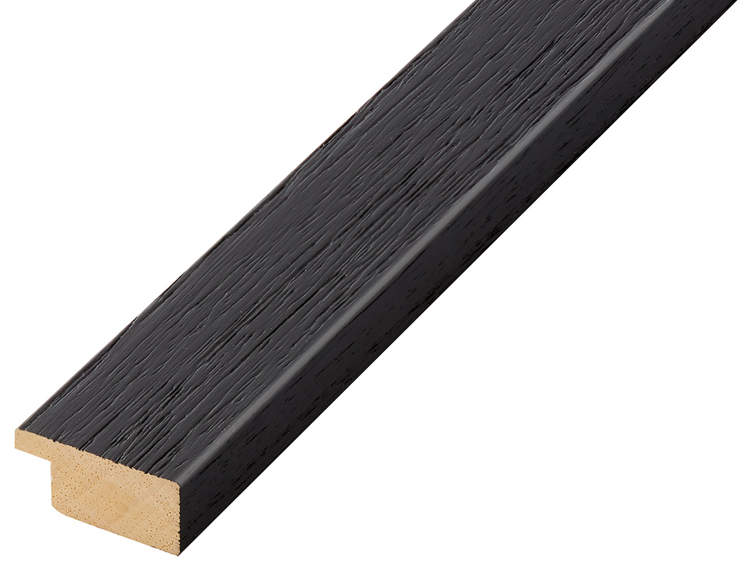 Moulding ayous, width 30mm height 14 - black, open grain