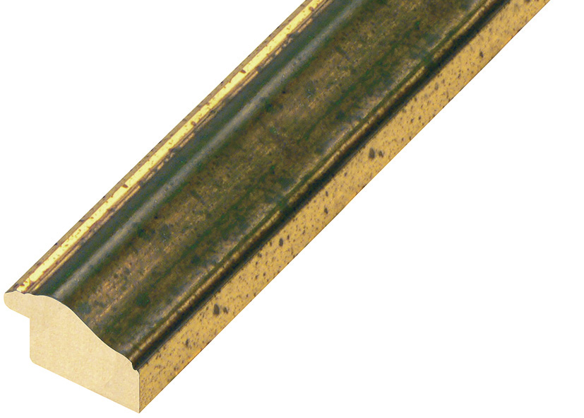 Moulding ayous width 30mm - distressed gold, green front - 321VERDE