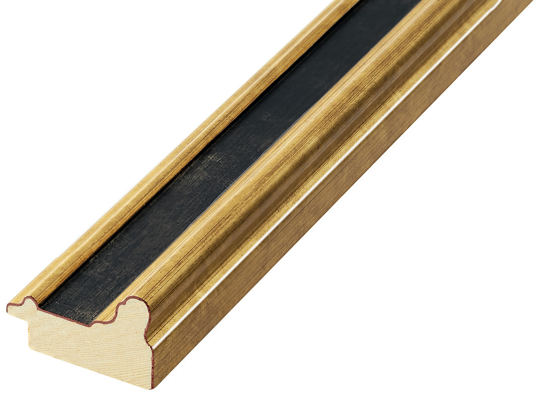 Moulding finger-jointed pine Width 34mm - Gold, black band