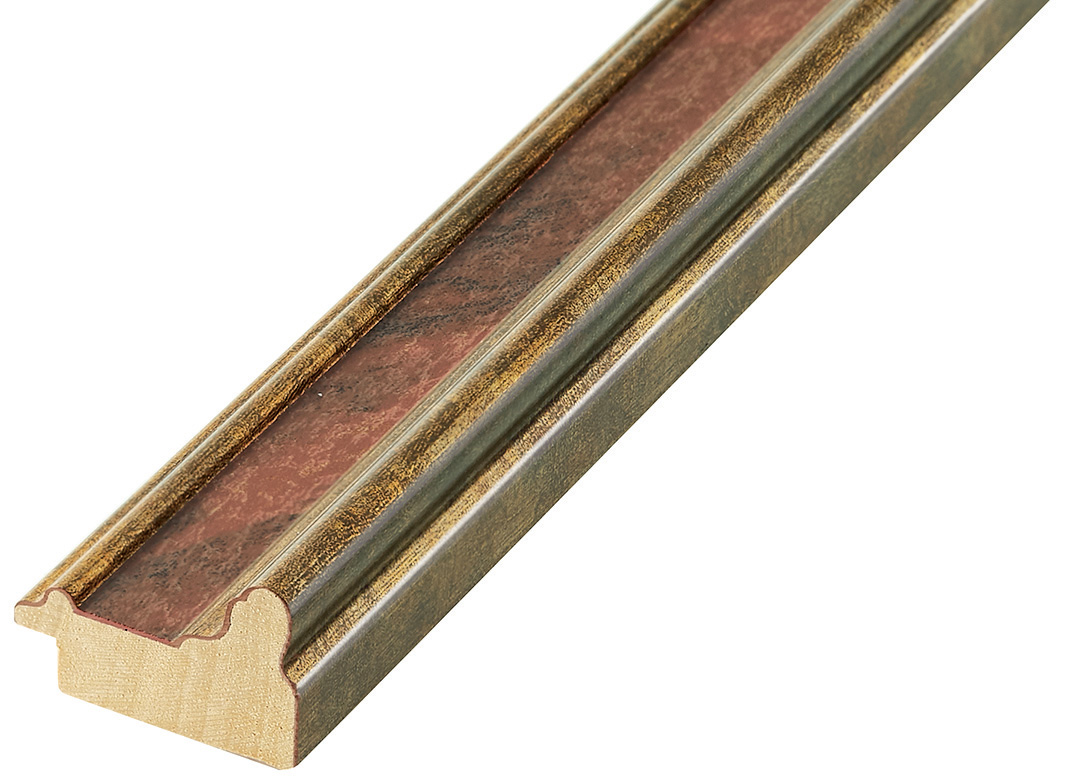 Moulding finger-jointed pine Width 34mm - Gold red band