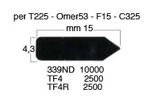 Tabs, rigid for T220, mm 4,3x15 - Pack 2500