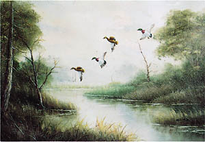 Painting: Flying Ducks - 20x25 cm