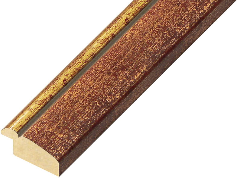 Moulding fingerjointed pine 30mm - red with gold edge