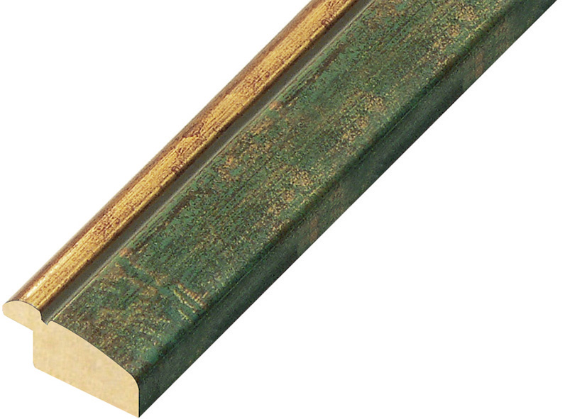 Moulding fingerjointed pine 30mm - green with gold edge - 353VERDE