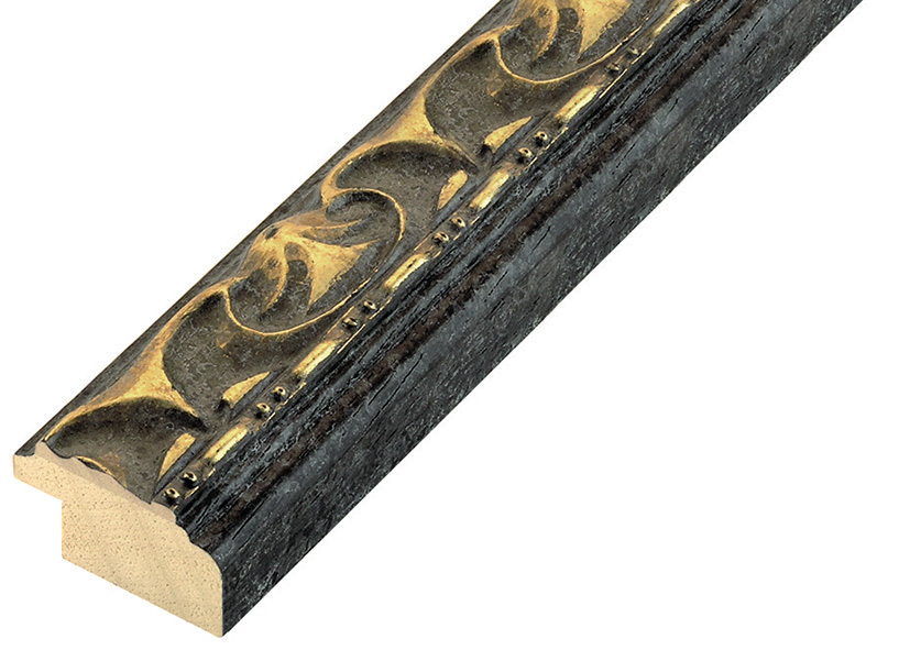 Moulding ayous black with golden relief decorations - 355NERO