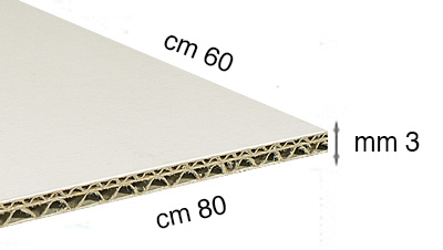 Corrugated white cardboard, 60x80 cm
