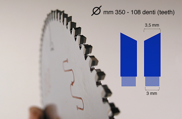 Saw blades in tungstene, diametre 350 mm/108 teeth