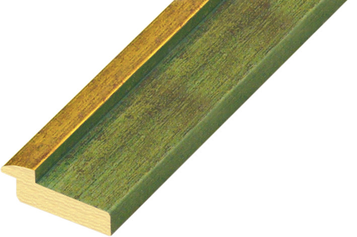 Moulding finger-jointed pine 39mm - green colour with gold edge