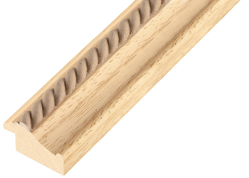 Moulding ayous, width 34 mm, embossed bare timber