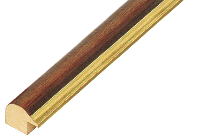 Moulding ayous jointed 23mm - antique walnut with gold edge - 373NAO