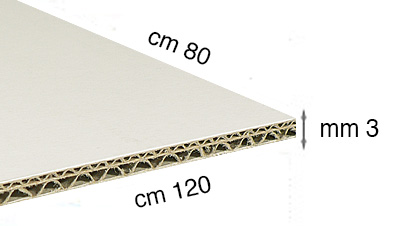 Corrugated white cardboard, 80x120 cm