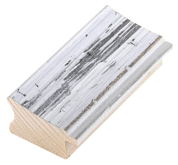 Moulding finger-jointed fir, width 40 mm, distressed white-grey - 382GRIGIO
