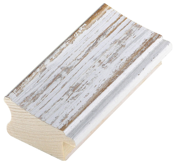 Moulding finger-jointed fir, width 40 mm, distressed white-brown - 382NOCE