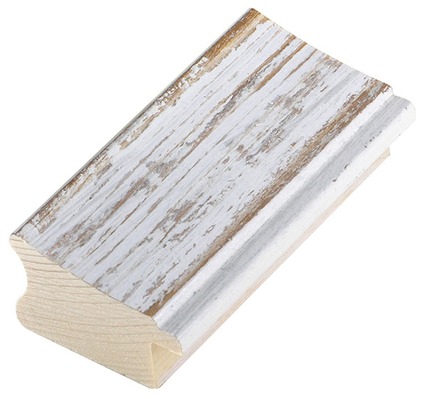 Moulding finger-jointed fir, width 40 mm, distressed white-brown