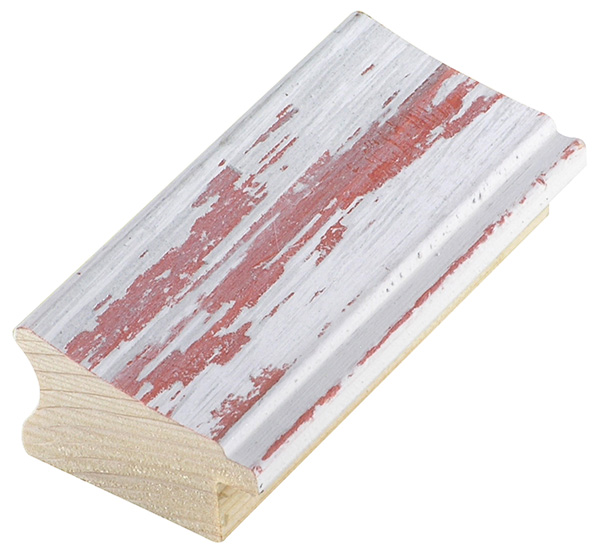 Moulding finger-jointed fir, width 40 mm, distressed white-pink