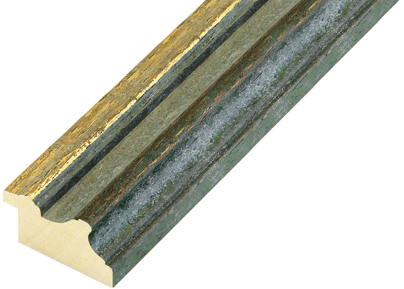 Moulding ayous, 37mm, aged finish - olive with golden fillet - 389OLIVA