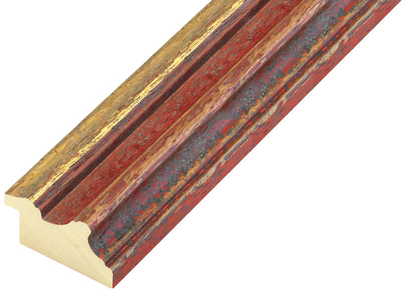 Moulding ayous, 37mm, aged finish - red with golden fillet - 389ROSSO