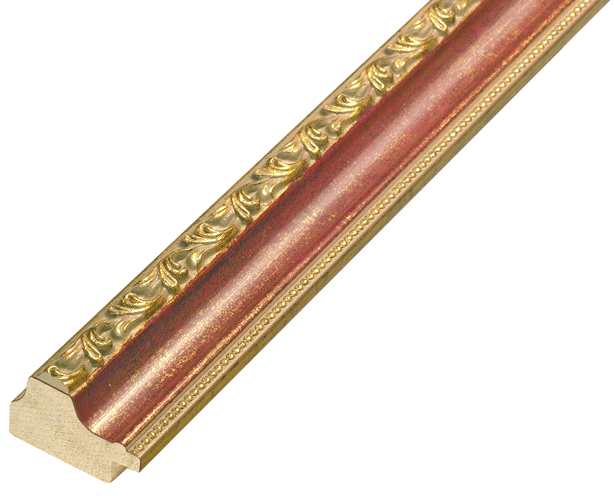 Moulding finger-jointed pine width 32mm - red with gold decorations