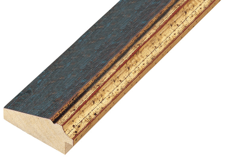 Moulding finger-jointed pine width 57mm - Blue with gold sight edge